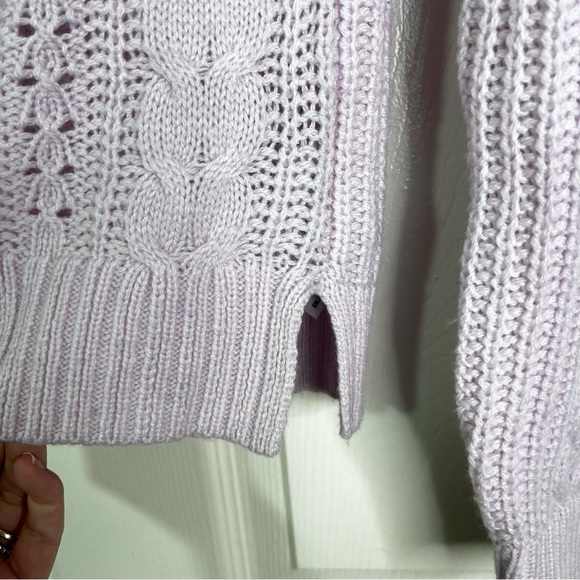 NWT J. Crew Pom Pom Cable Knit Mock Neck Sweater Vintage Lilac Women’s XS *FLAWS - Picture 8 of 13